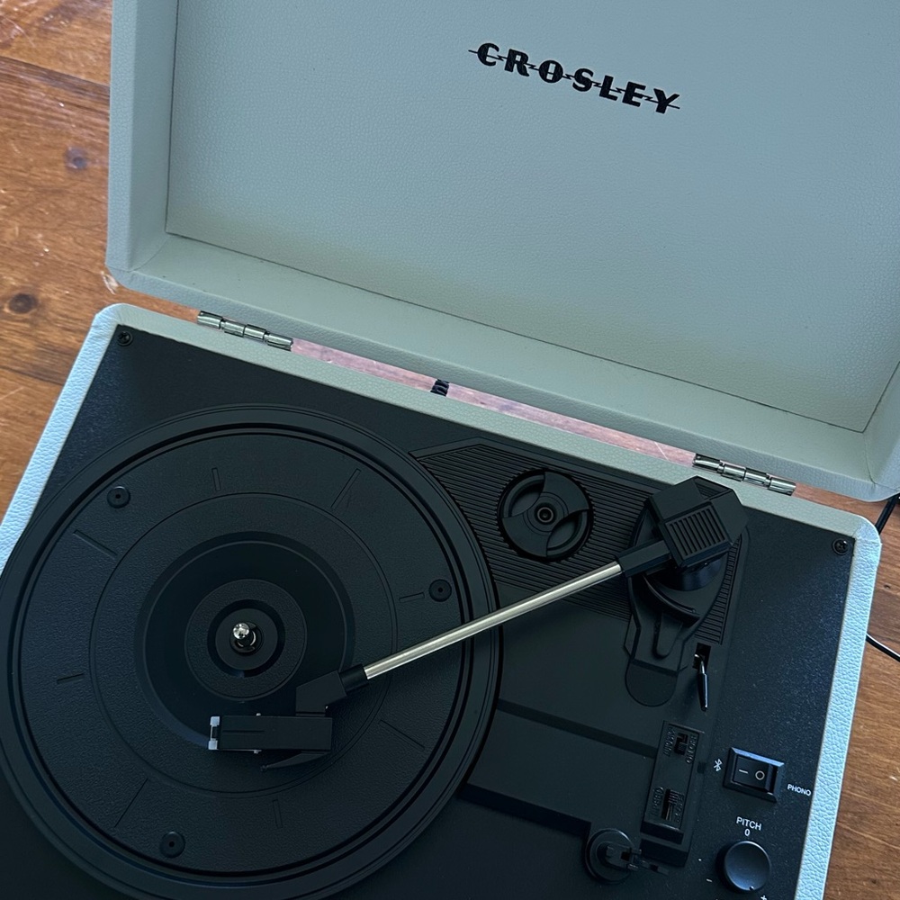 Crosley White Suitcase Style Record Player
